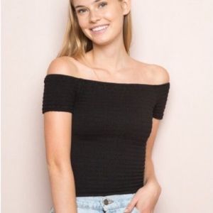 Brandy Melville off the shoulder ribbed crop top